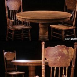 3D model Wooden Table and Chairs PBR