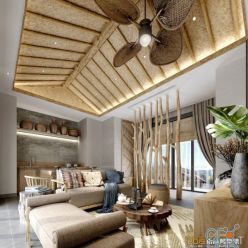 3D model Bedroom Interior of the Hotel 007