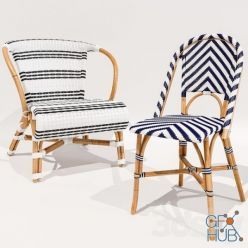 3D model Monaco and Chevron Riviera chairs Serena and Lily