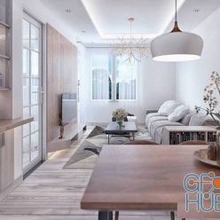 3D model Modern Living Room Interior Scene for SketchUp