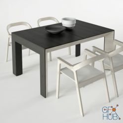 3D model Bauline Perspectiva table, Diade chair