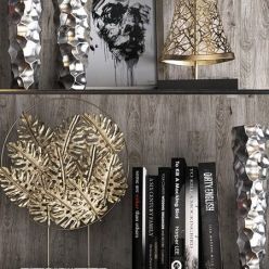 3D model Decorative set with golden figures and black books