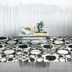 3D model Modern glass table with decor and rug