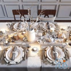 3D model Festive table setting with apples