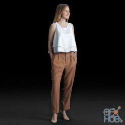 3D model Young girl in top and trousers 3D-SCAN