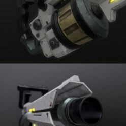 3D model sci-fi grenade launcher PBR