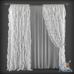 3D model Delicate curtains on the cornice