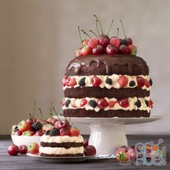 3D model Cakes with berries