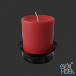 3D model Candle Thick Red 001