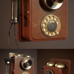 3D model Vintage Wall Phone PBR