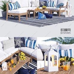 3D model Outdoor Sofa with accessories