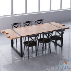 3D model Table Zanotta Raw & Ton A.S. N150 chair