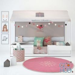 3D model Nursery with pink carpet