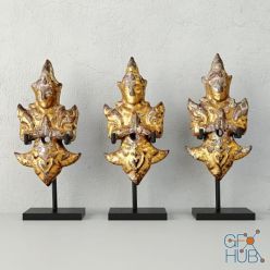 3D model 19th-C Thai Gilded Angels