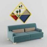 3D model Modern sofa and shelf