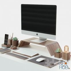 3D model Set for desktop iMac & Grovemade