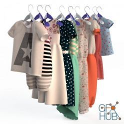 3D model Hangers with baby dresses