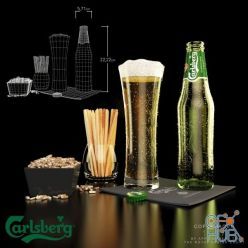 3D model Carlsberg beer and snacks (max 2013 Vray)