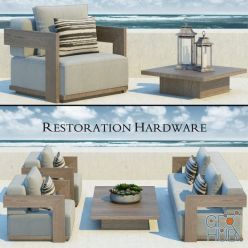 3D model Milano teak sofa set by Restoration Hardware