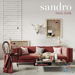 3D model SANDRO Nico Sofa Claret set