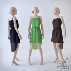 3D model Summer dress with spaghetti straps