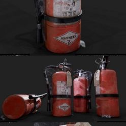 3D model Dusty Fire Extinguisher PBR