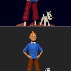 3D model Tintin, Milou and their base – 3D Print