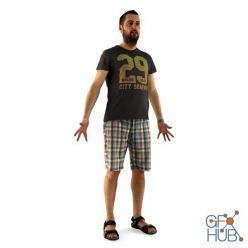 3D model Animated Casual Man In Shorts
