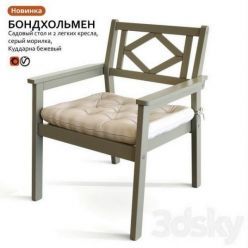 3D model Garden table and chair IKEA BONDHOLMEN