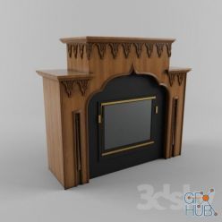 3D model Oriental style fireplace
