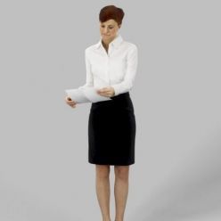 3D model CGTrader – Linda A Business Woman Standing While Checking Documents Low-poly