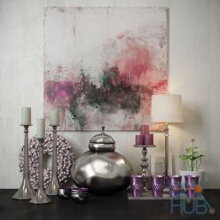 3D model Abstract picture and candles