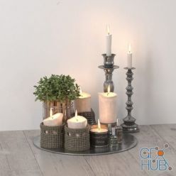 3D model Candles in knitted candlesticks