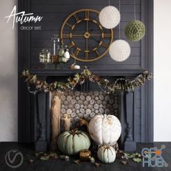3D model Autumn fireplace decor