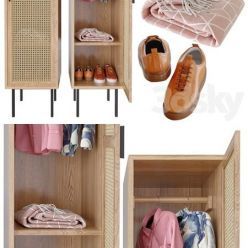 3D model WASKA Wardrobe with hangers with 1 wicker door