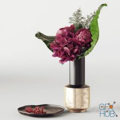 3D model KARE design vase with peonies bouquet