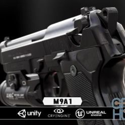 3D model Gun Berreta M9A1 low-poly