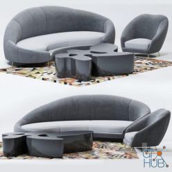 3D model Nilufar modern sofa