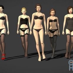 3D model Lowpoly Rigged Female Essentials