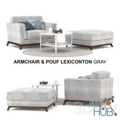 3D model Armchair & Pouf Lexiconton GRAY