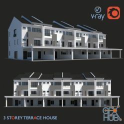 3D model 3 Storey Terrace House