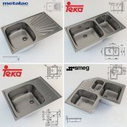 3D model Kitchen sinks set