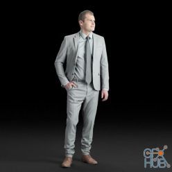 3D model Business man in a gray suit and tie (3D-Scan)