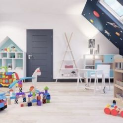 3D model Interior of the children's room in the attic