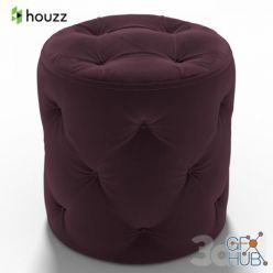 3D model Stool Curves Tufted Round Ottoman, Purple by Houzz