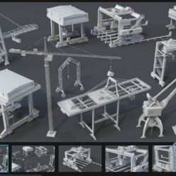3D model ArtStation Marketplace – Cranes – 11 pieces