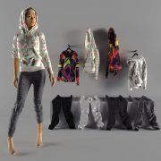 3D model Geometric print hoodie on mannequin
