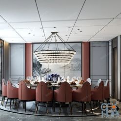 3D model Dining Interior C002 Chinese style Vray