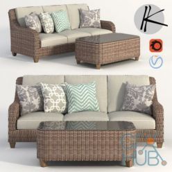 3D model Wicker lounge sofa