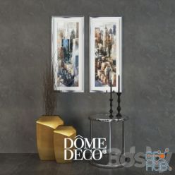 3D model Dome Deco decor set, a table with vases and paintings
